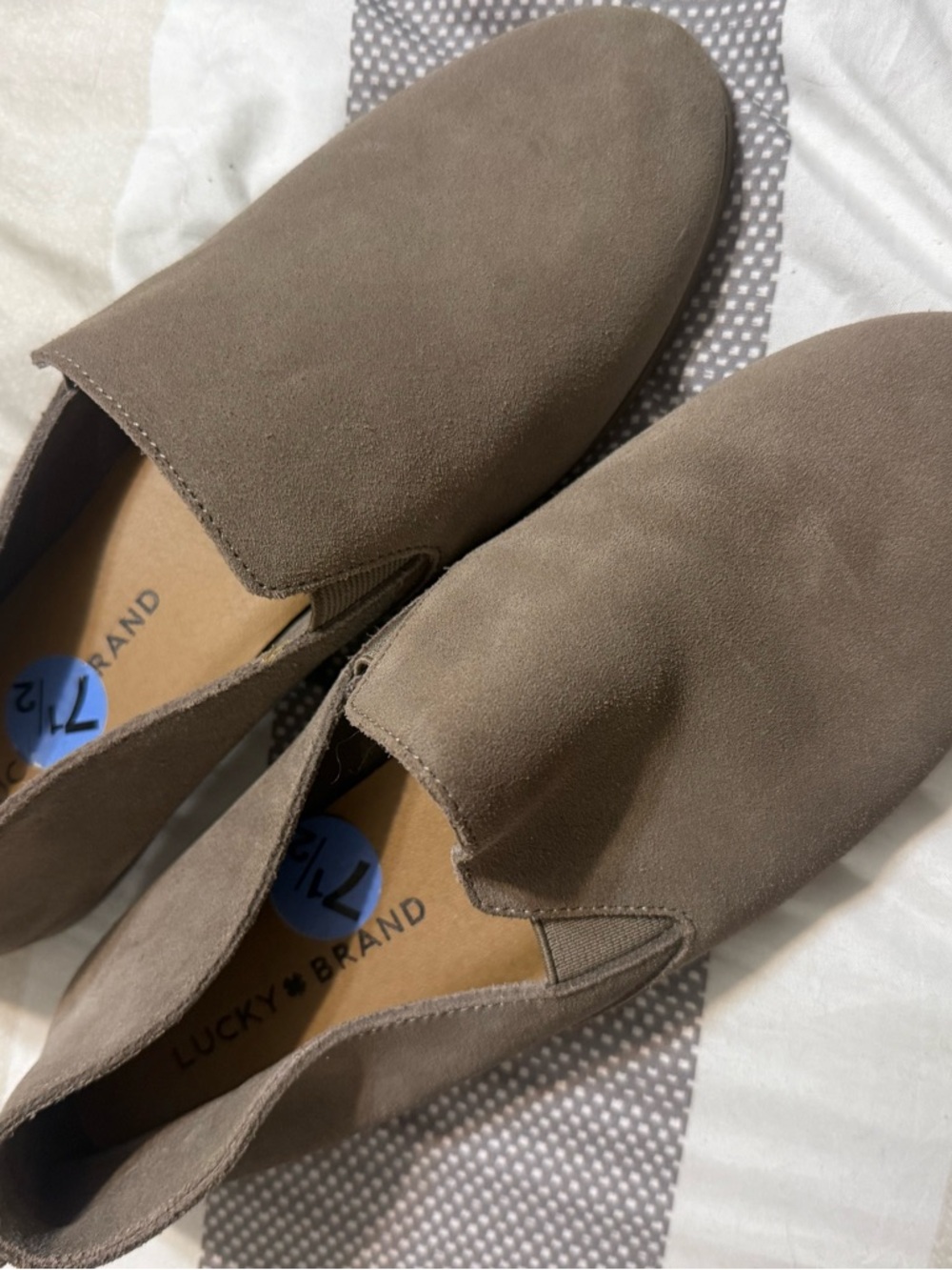 Lucky Brand Taupe Suede Loafer-Style Shoe